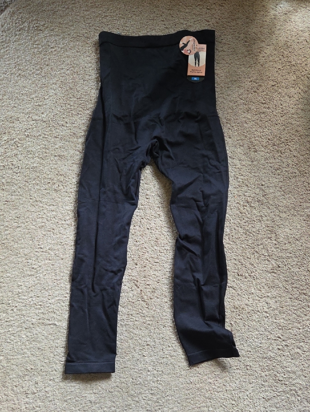Shapermint Black High-Waist Shaping Leggings, Size XL